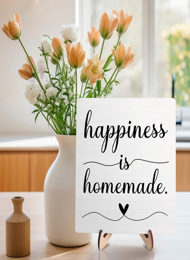 DMADNF Kitchen Decor Sign, Funny Modern Farmhouse Tabletop Decor, Rustic Wood & Metal Plaque, Happiness is Homemade, 5.9 x 5.9 Inch (White-Homemade) - Image 5